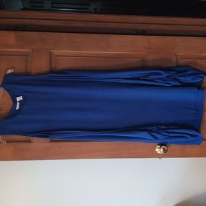 Ankle length royal blue sleeveless dress with front pockets